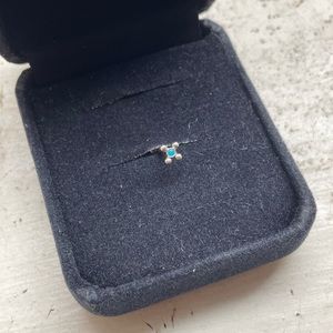 BVLA Turquoise 14K White Gold Beaded Bezel Labret